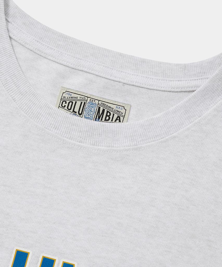COLUMBIA UNIVERSITY Cu 80S Vintage Crack Logo Women S/S T-Shirts Light Melange