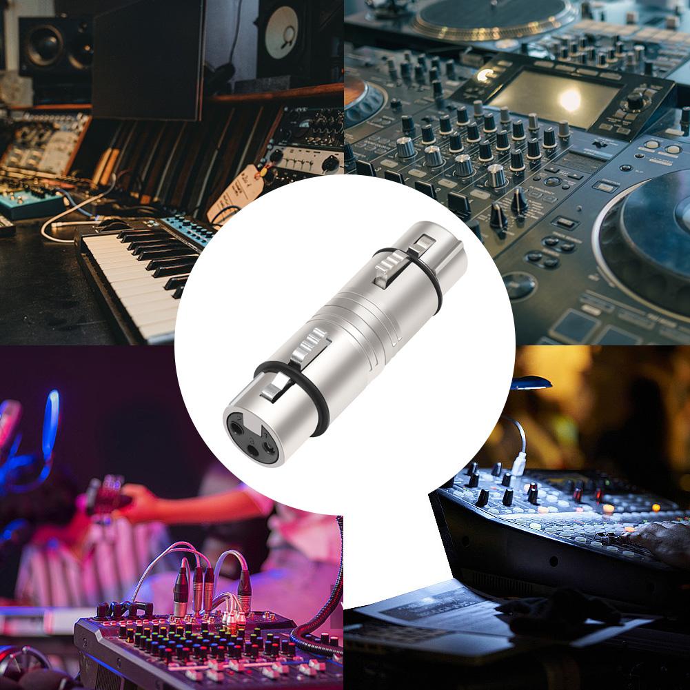 XLR 3 Pin To 3 Pin Microphone Line Adapter XLR Female To Female 3 Pin Connector Mic Barrel Extension Converter