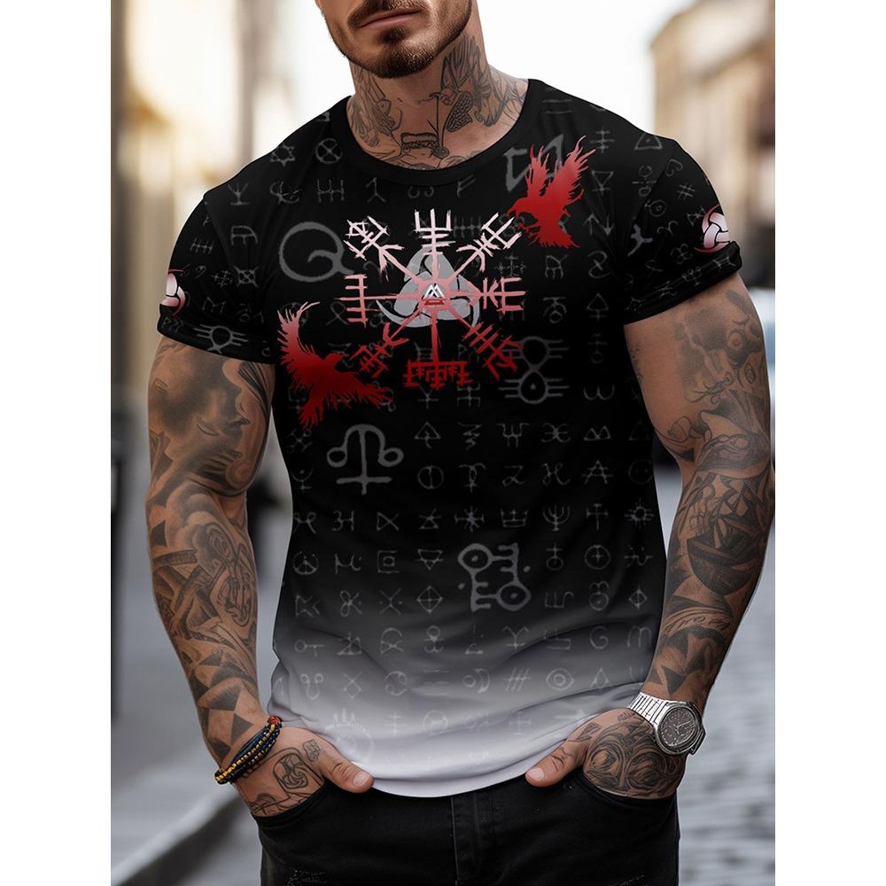 Egyptian Religious Style 3D Anubis Printed Men's Short-sleeved Shirt Outdoor Sports Men's Fitness T-shirt Street Fashion T-shirt