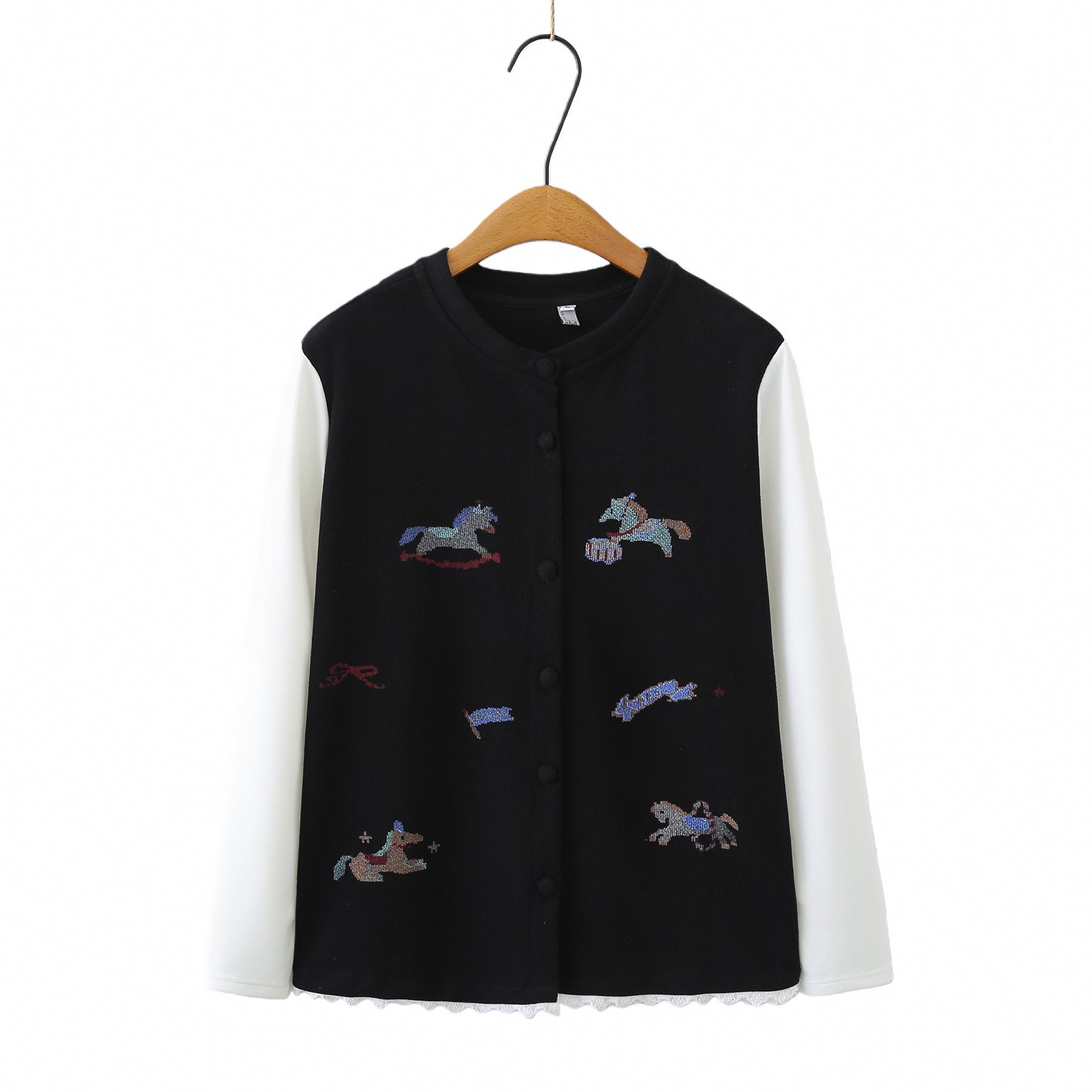 

Spring 2026 Plus Size Women s Long Sleeve Patchwork Print Cardigan and Shirt Combo 4XL чорний