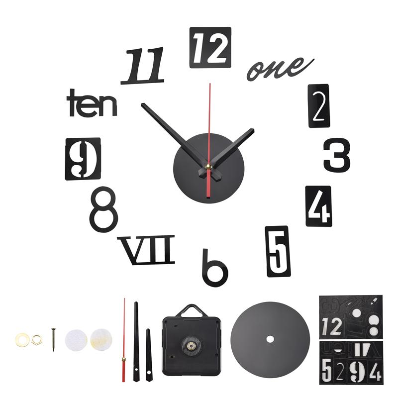 

AEE2-DIY Wall Clock - Modern 3D Mirror Wall Clock Decor,Roman Numerals Clock - Wall Sticker Clock Home Room Decor чёрный