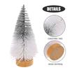 4Pcs Mini Artificial Christmas Tree Decor with Wooden Base Realistic Festive Tabletop Desktop Bookshelf Window Sill Cabinet