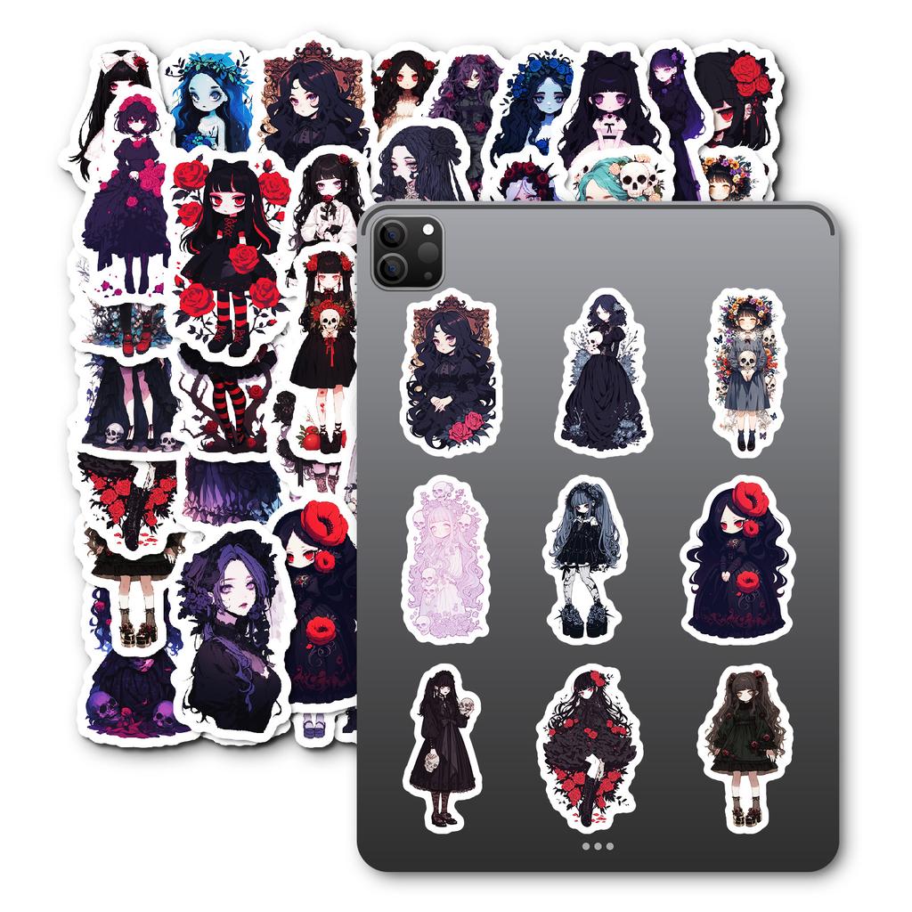 50 24-Year-Old Gothic Rose Girl Stickers Decorative Books Guitar Waterproof Graffiti Stickers