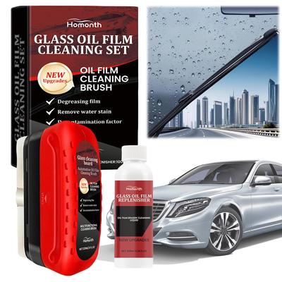 Car Glass Oil Film Removal with Refill Anti-Rain Cleaning Wipe Brush Car Windshield Oil Film Cleaner Car Window Glass Cleaner