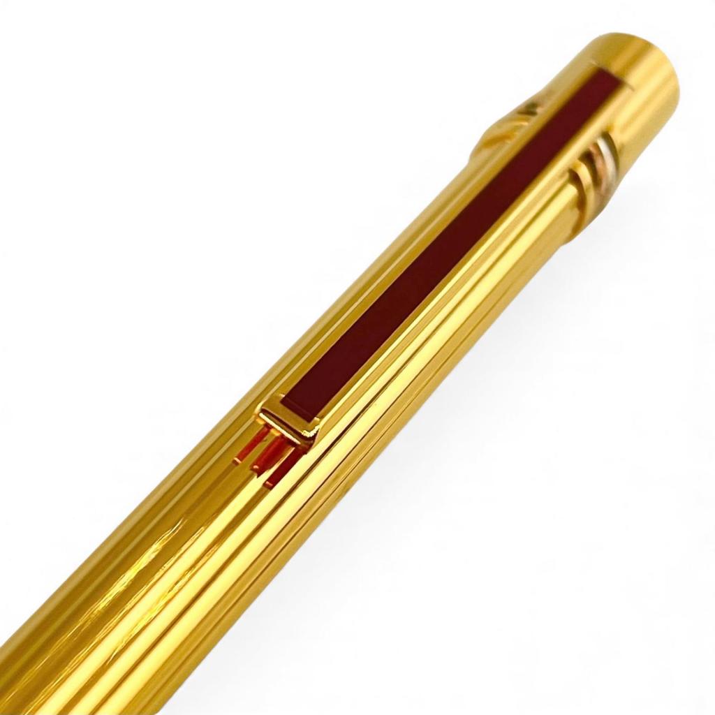 Excellent Cartier Mechanical Pencil Must Do Trinity Stripe Pattern Gold Bordeaux Used