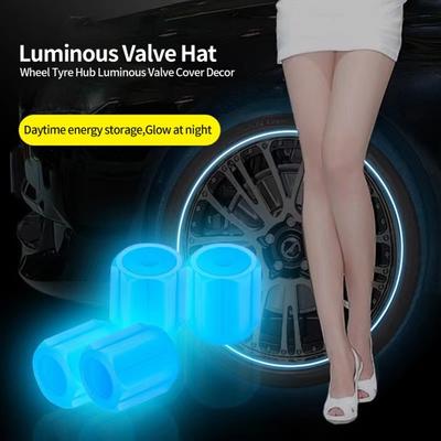 12Pcs Auto Ventil Nacht Hut Fluoreszierende Staub-proof Glowing Reifen Glow-in-the-dark Rad Hub Leuchtende
