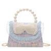 Kids Fashion Bag Cute Bowknot Side Crossbody Bags For Girls Pearl Tote Hand Bag Baby Messenger Bags Toddler Purse