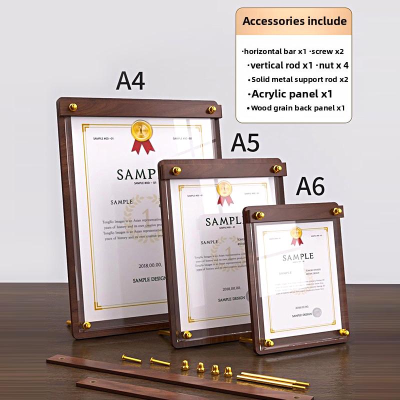 1PC Solid Walnut Wood Top Display Clipboard Restaurant High-grade Coffee Price List Dinner Acrylic Menu Table A4/A5/A6