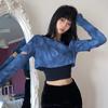 Primavera e autunno nuovi top in due pezzi tie-dye maniche ritagliate da donna magliette corte streetwear camicie casual stile cool