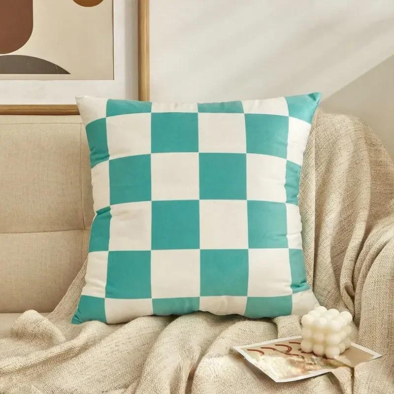 Checkerboard Plaid Cushion Cover Pillowcase Sofa Seat Bed Retro Home Decor