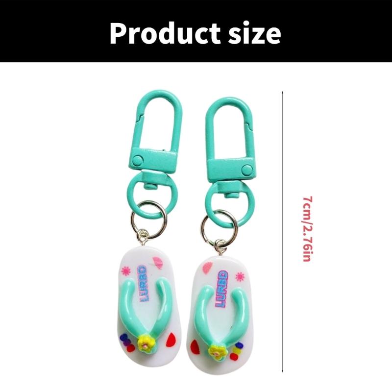 Small Flip Flop Keychain Cute Shoe Pattern Key Rings Resin Texture Assorted Colors Key Holder Suitable for Women Boy
