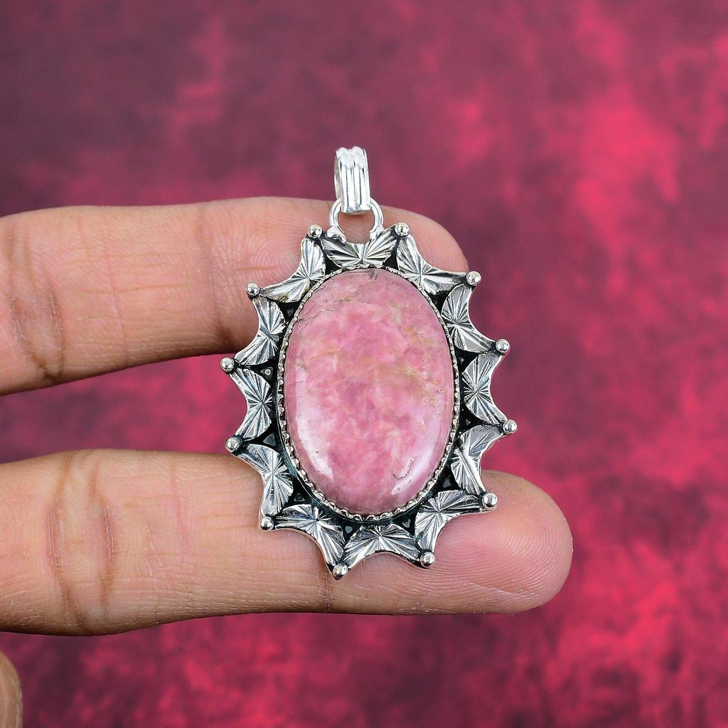 Rhodonit-Schmuck, 925er Sterling-Silber-Anhänger, handgefertigter Edelstein-Schmuck, Geschenke für die Frau, brandneuer Anhänger