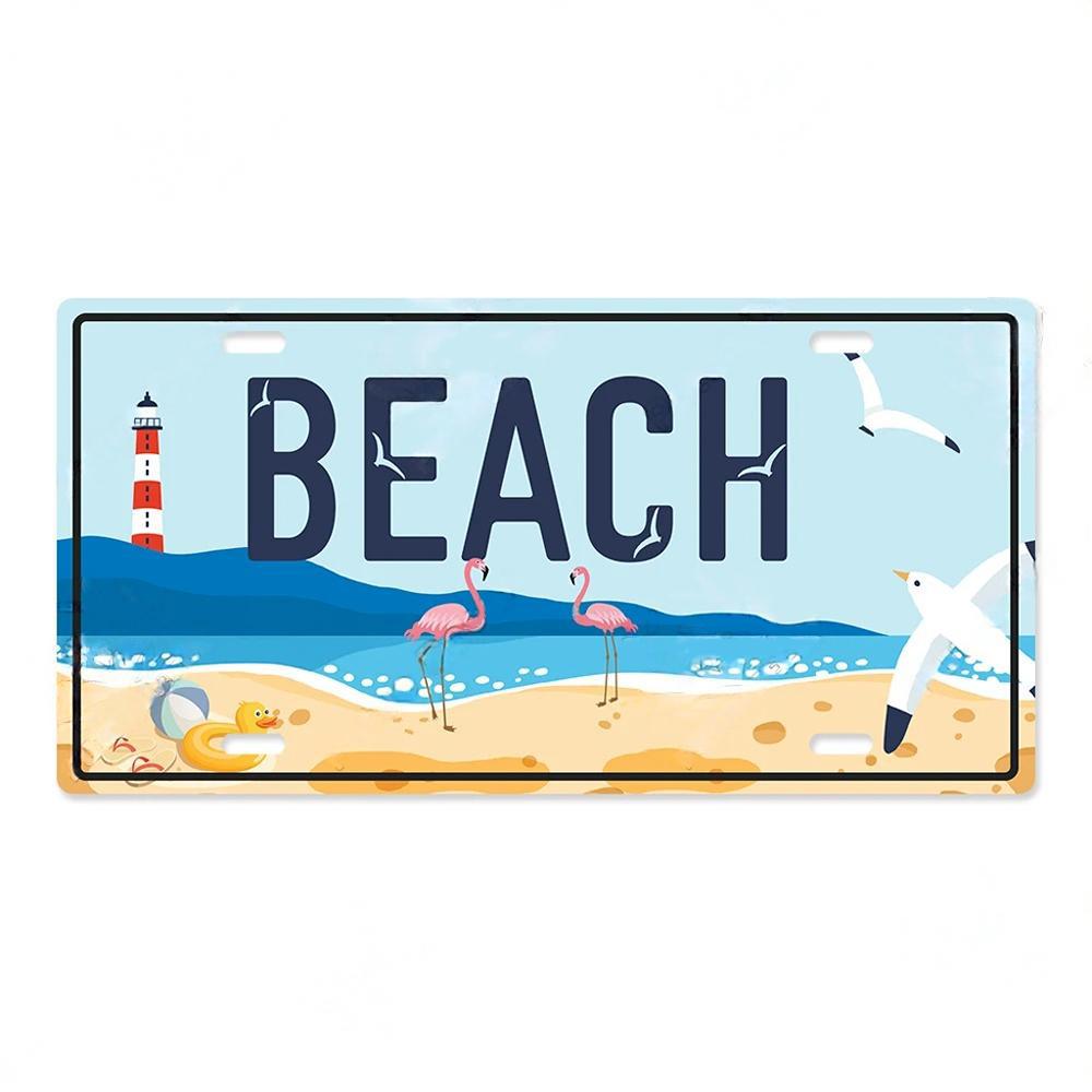 Summer Beach License Posters Wall Decor Plate Meal Sign Plaque Metal Vintage Tin Sign Room Decoration for Bar Pub