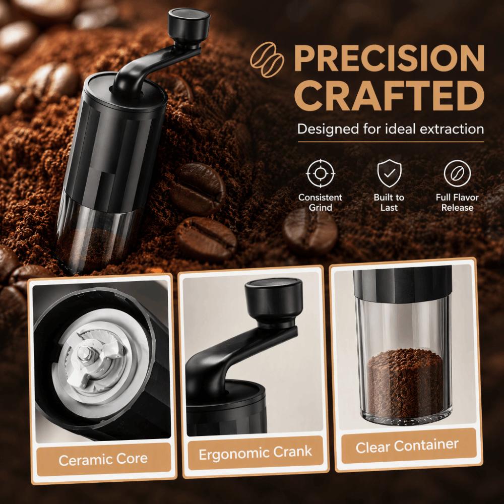 Small Household Coffee Bean Grinder Hand Crank Portable Adjustable Grinder  Office