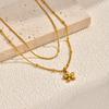 Wind Niche Premium Sense Collarbone Chain Gold, Stainless Steel Flower Stacked Wind Double Necklace Female Nc-1328