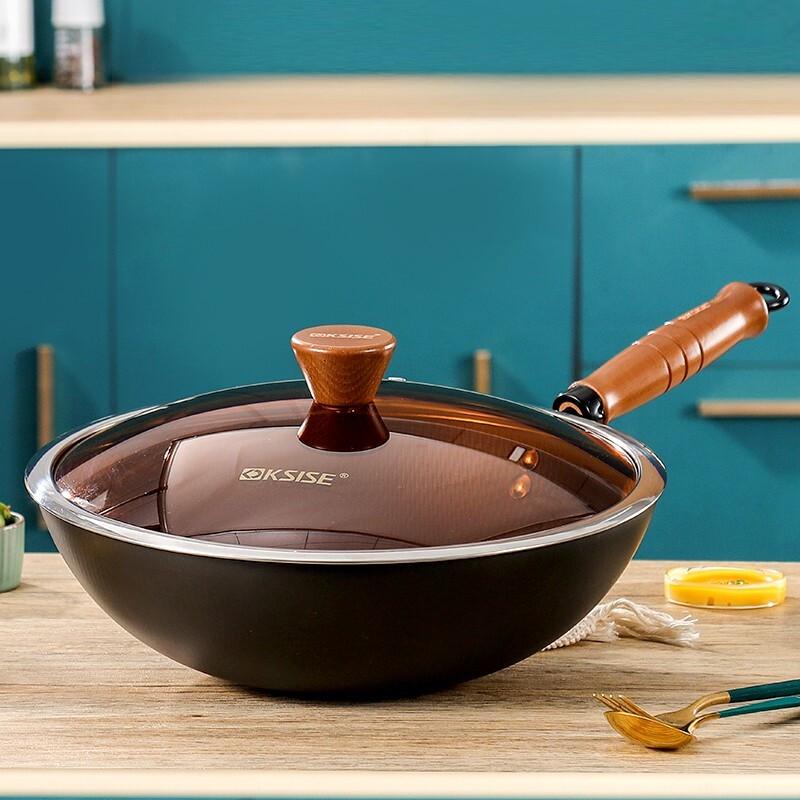 KSISE 32cm Fine Iron Wok