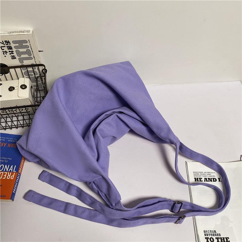 

Japanese solid color canvas bag female large-capacity student class cloth bag tide ins casual versatile shoulder messenger bag Single Pack