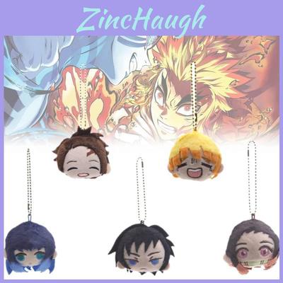 Demon Slayer Tanjiro Inosuke Zenitsu Cartoon Plush Brooch Keychain Soft Short Plush