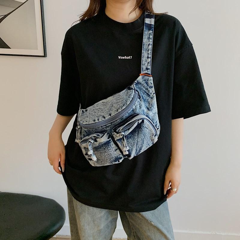 

Denim Chest Bag Women s Crossbody Bag Student Shoulder Bag чорний