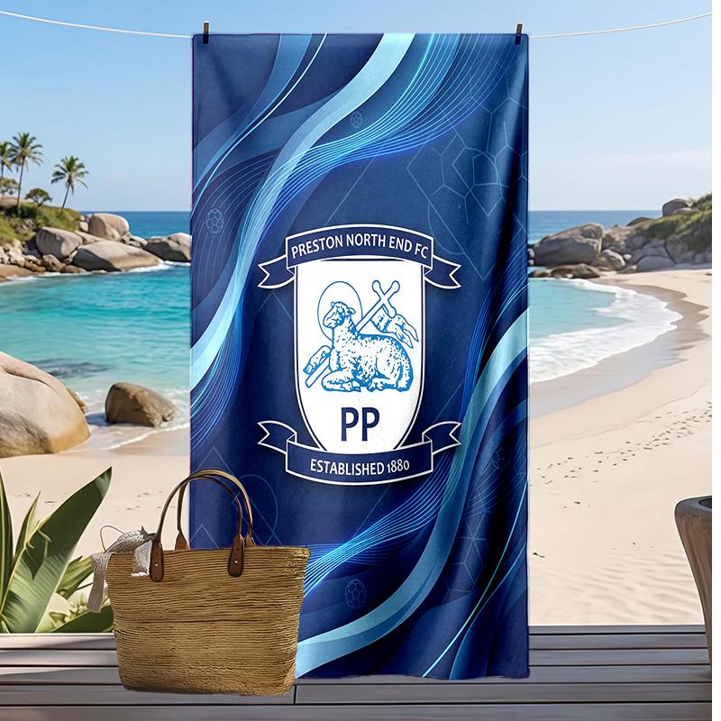 Asciugamano da Spiaggia con Stampa del Preston North End Football Club, Asciugamano Grande Morbido ad Asciugatura Rapida per Spiaggia Campeggio Nuoto