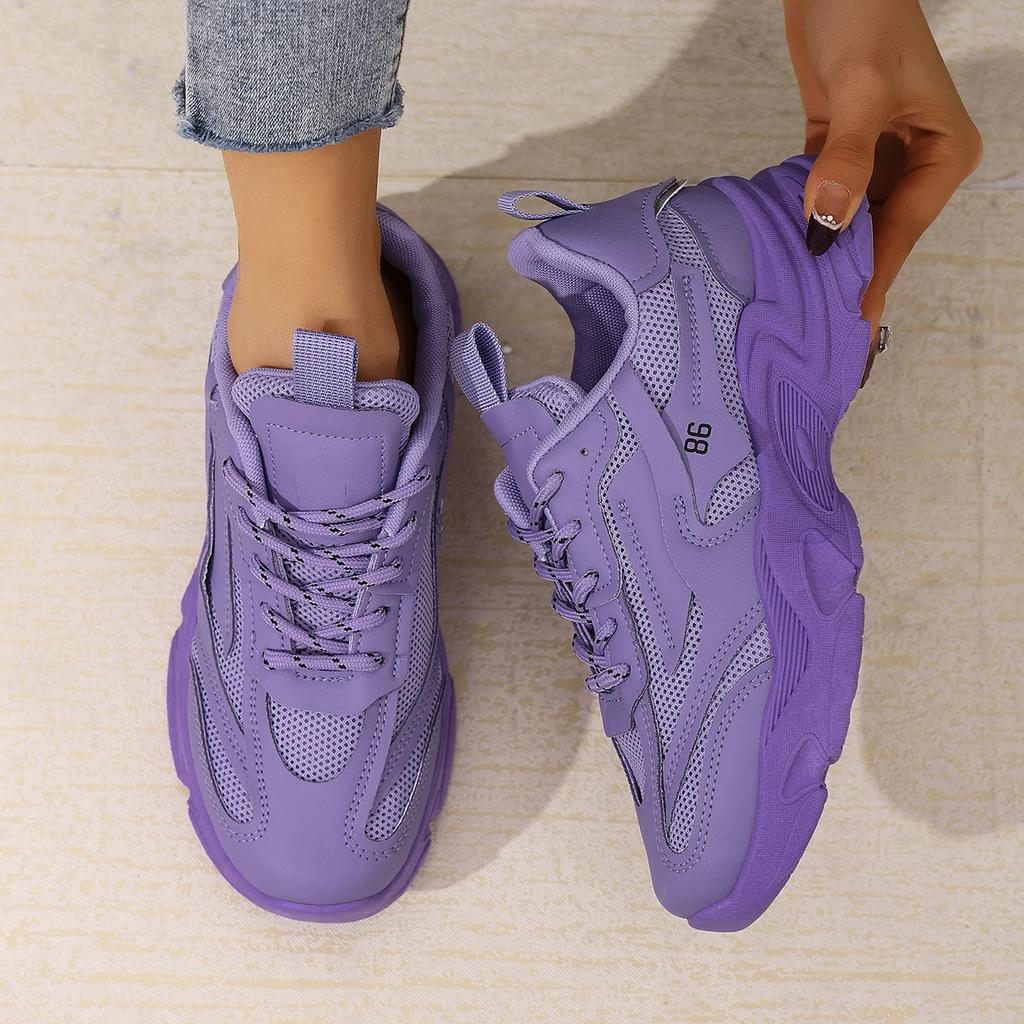 Fashion New Women Lace Up Anti-slip Sneakers Women Fashion Breathable Designer Shoes Thick Sole Outdoor Tennis Sneakers Zapatos De Mujer