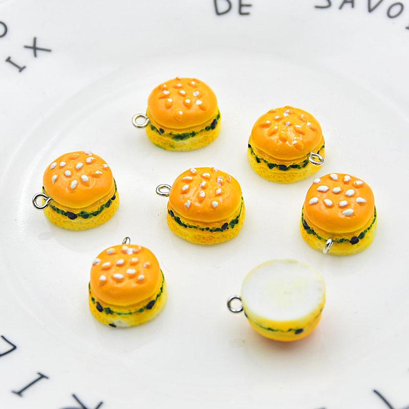Miniature Resin Hamburger Earrings - Handmade Creative Food Toy Pendants