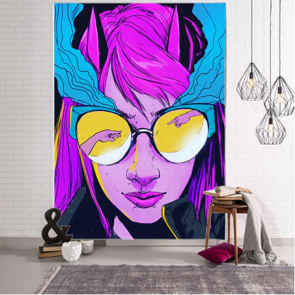 Japanese anime girl background decoration tapestry kawaii boho hippie wall decoration tapestry cartoon home background decoratio