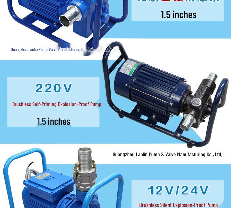 Single-phase Explosion-proof Vertical Pipeline Pump, 220V, Stainless Steel 304, for Gasoline and Diesel Transfer.