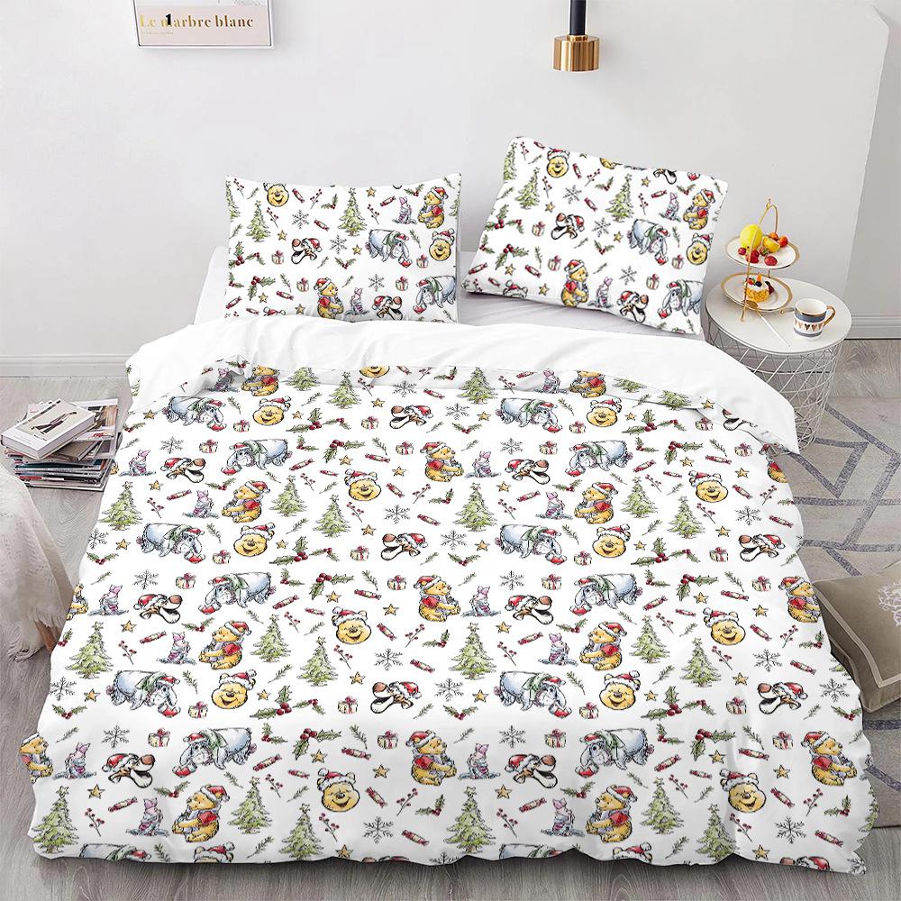 Winnie the Pooh Bedding Sets Cute Bear Comforter Cover Bed Cover Duvet Cover Pillow Case 2-3 Pieces Sets Bedroom Decoration