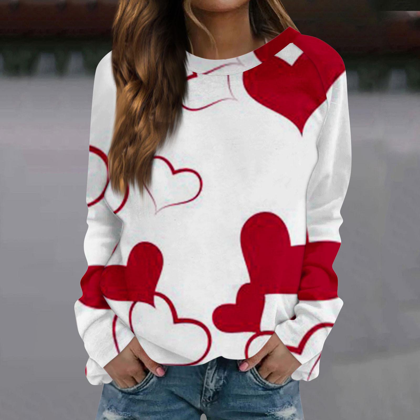Women’s Long Sleeve Crewneck Sweatshirt with Abstract Letter Print Loose Fit Casual Pullover Top for Daily Wear XL