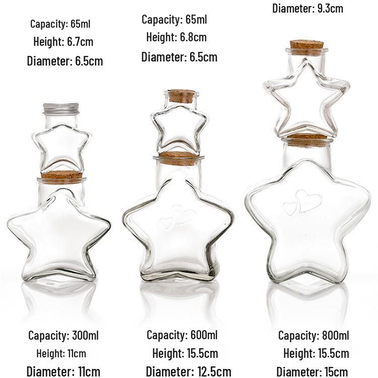 DIY Cork Star Wishing Drift Bottle - Clear Glass Ocean Lucky Star Bottle