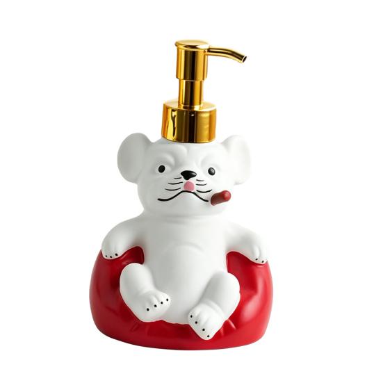 Yousheng 220ML French Bulldog Soap Dispenser, Refillable Liquid Hand Soap Shower Gel Container, Empty Pump Lotion Bottle, Bathroom