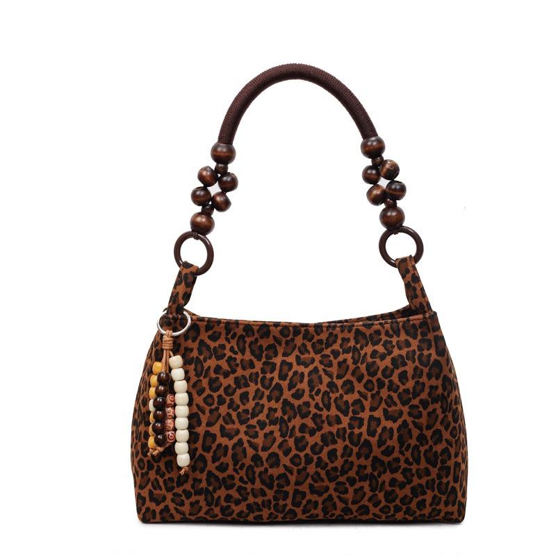 Niche texture bag women's versatile high-end underarm bag new fashion leopard print shoulder bag suede bag