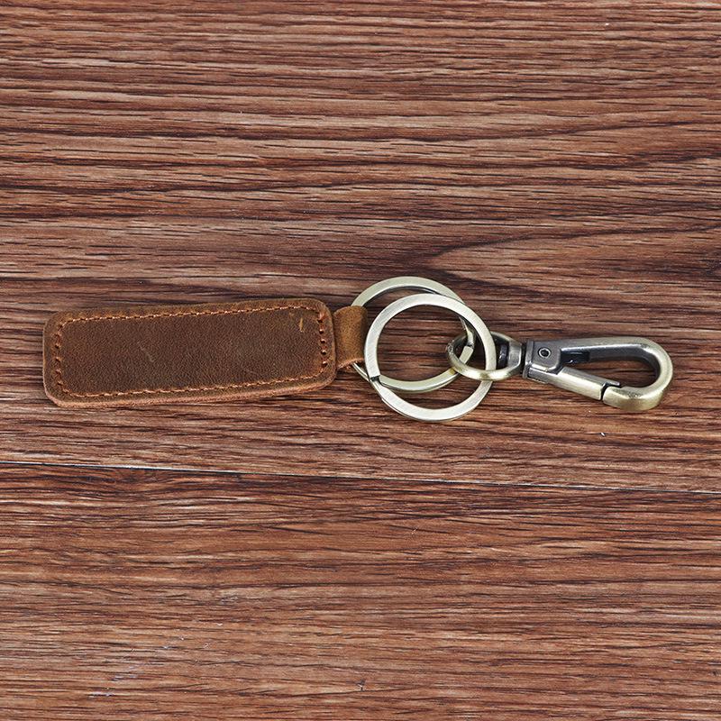 Genuine Leather Ethnic Keychain Pendant - Handmade Cowhide Gift коричневый