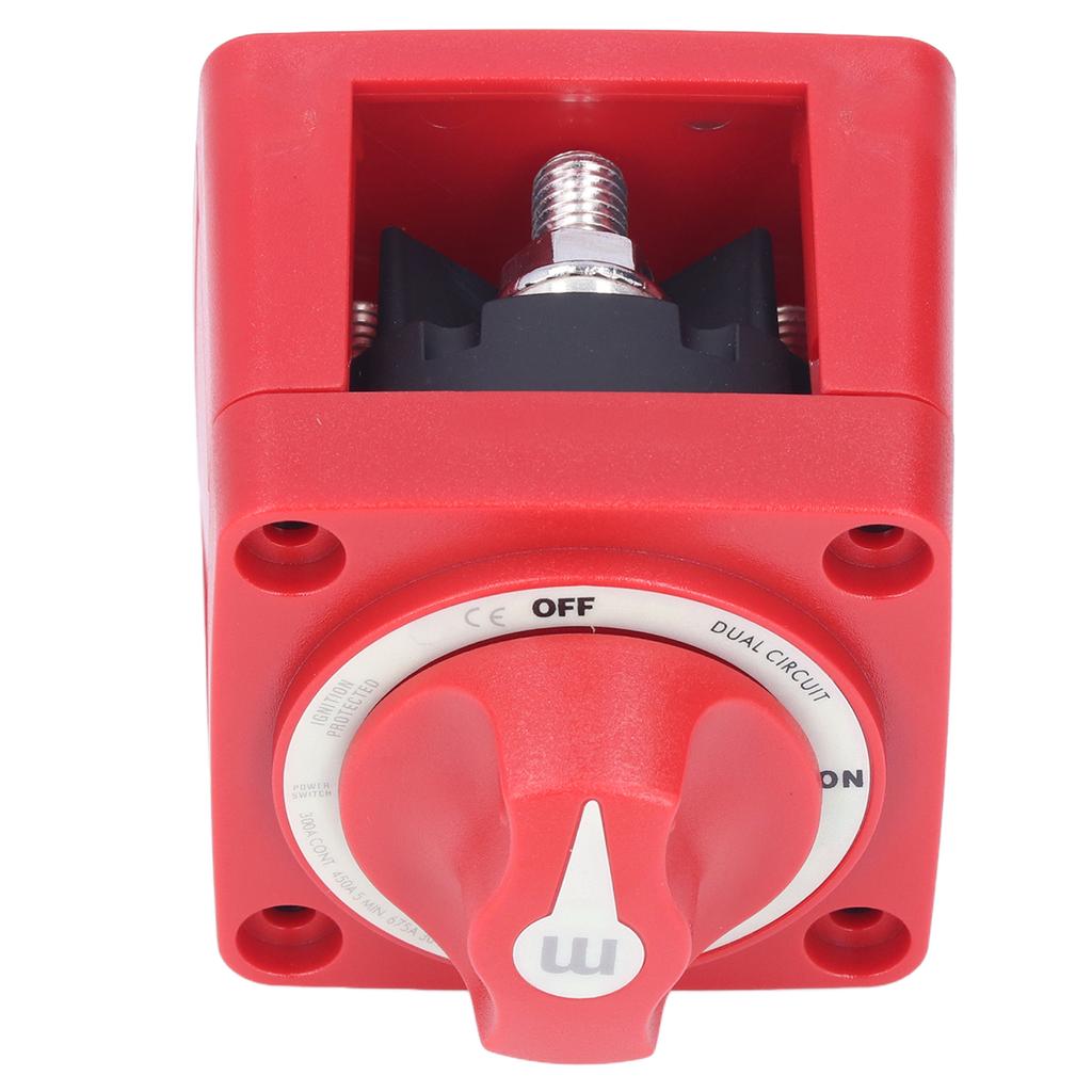 300A Battery Knob Switch Dual Circuit 4 Wires Ignition Protection Removable IP66 Waterproof for Yachts RVs