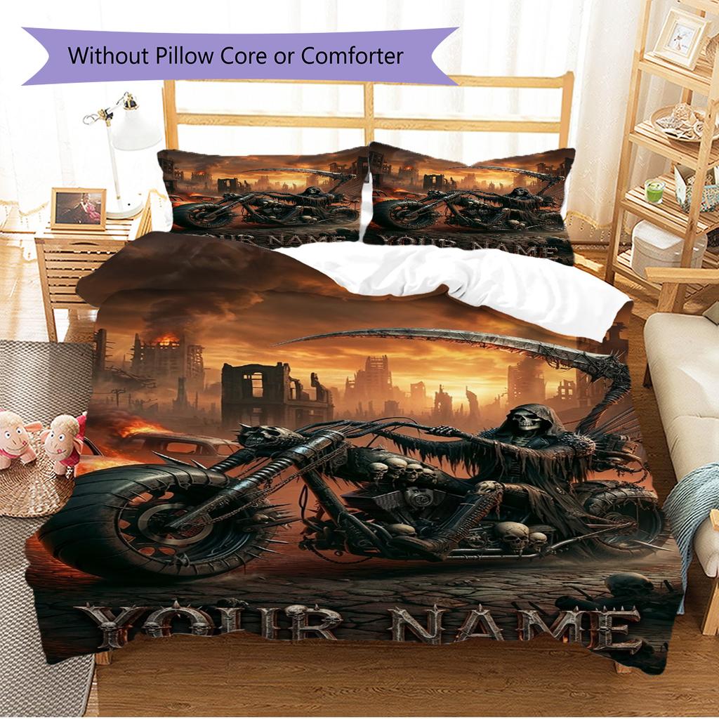 Name Custom Reaper Pattern Bedding Set Quilt Cover Pillowcase Home Decor Gift (1 * duvet cover + 2 * pillowcase, without core)
