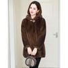 Hooded mid-length imitation mink fleece coat