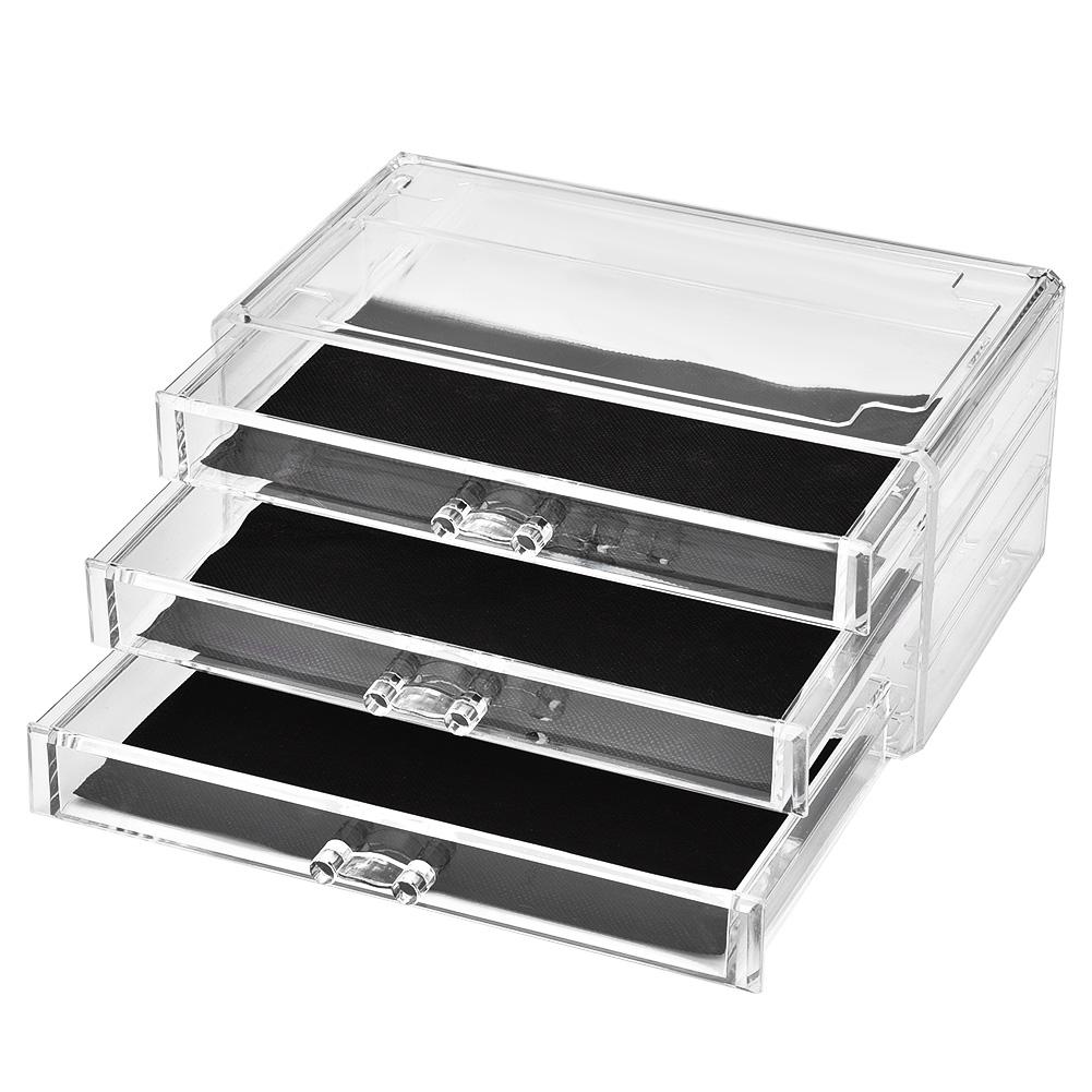 

Three tier Transparent Makeup Desktop Drawers Table Cosmetic Storage Box Holder
