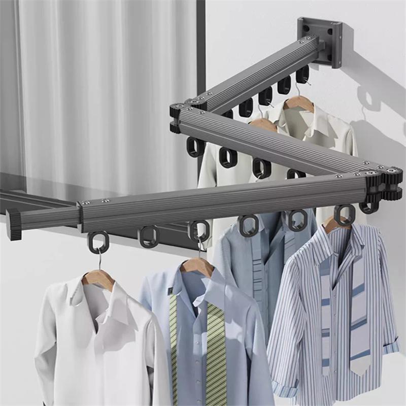 BEISHI Einziehbarer Wäscheständer Zusammenklappbarer Kleiderbügel Aluminium Wandmontage Platzsparend für Innenräume Haushaltsgebrauch Wäschetrockner