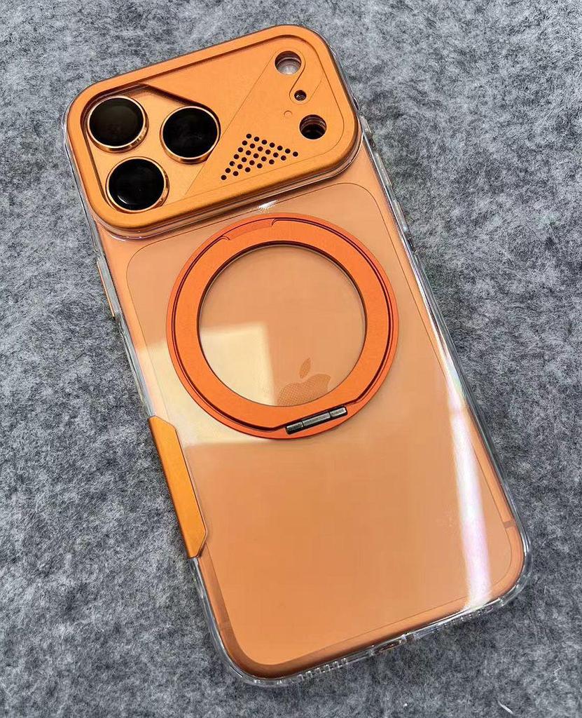 360° Rotating Magnetic Stand Case with Metal Lens for iPhone 17 Pro Max