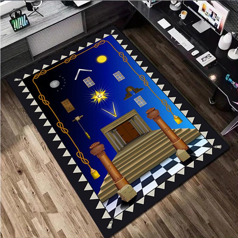 1 Tapis Imprimé Franc-Maçon - Tapis de Décoration Intérieure Pour Salon Chambre Sol Zone de Chaise d'Ordinateur Tapis