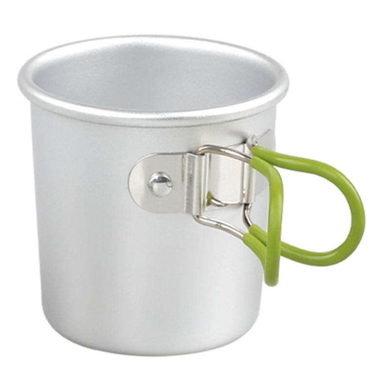 Aluminum Camping Mug for Backpacking Breaks, 150ml Foldable Outdoor Drink Cup with Grip Covered Handle for Easy Carry