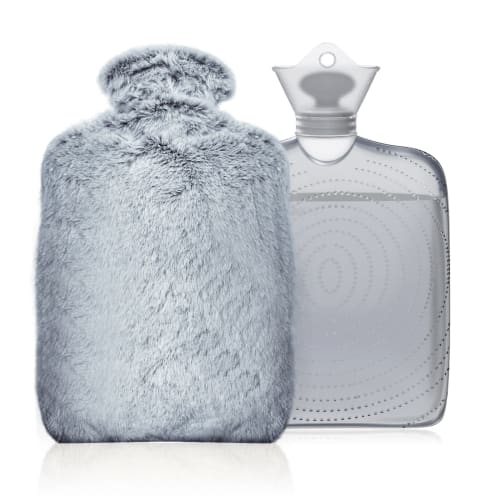 Yokepro Hot Water Bottle, Cute, Fills with Hot Water, Made of Rubber with a Fluffy Cover, Soft PVC Material, No Electricity Required, Perfect for Cold