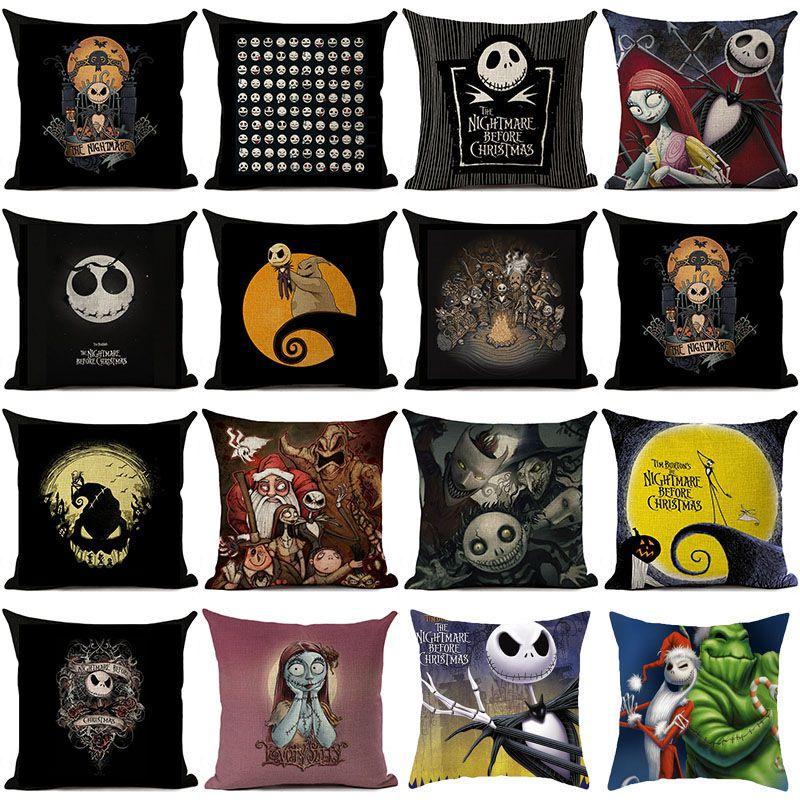 Nightmare Before Christmas Baumwolle Leinen Wurfkissenbezug Sofakissenbezug Heimdeko