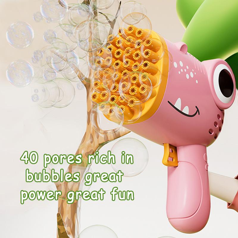 40 Hole Dinosaur Children's Bubble  Handheld Bubble Machine Parent Outdoor Game Bubble Gun Without Battery and Bubble Water