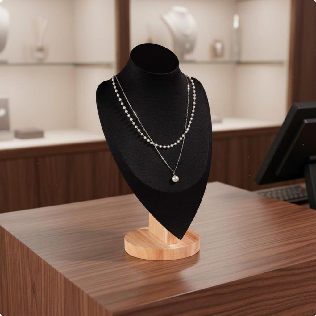 Necklace Display Bust Elegant Design Jewelry Solid Wood Construction Mannequin