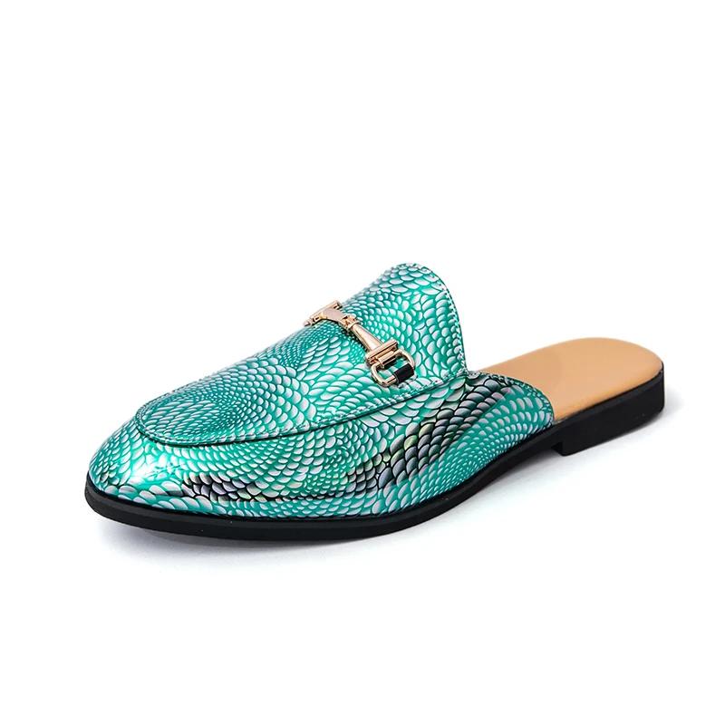 Fashion Classic British Style Men Half Drag Shoes Casual Leather Slip-On Breathable Loafers High Quality Comfy Designer Walking Shoes