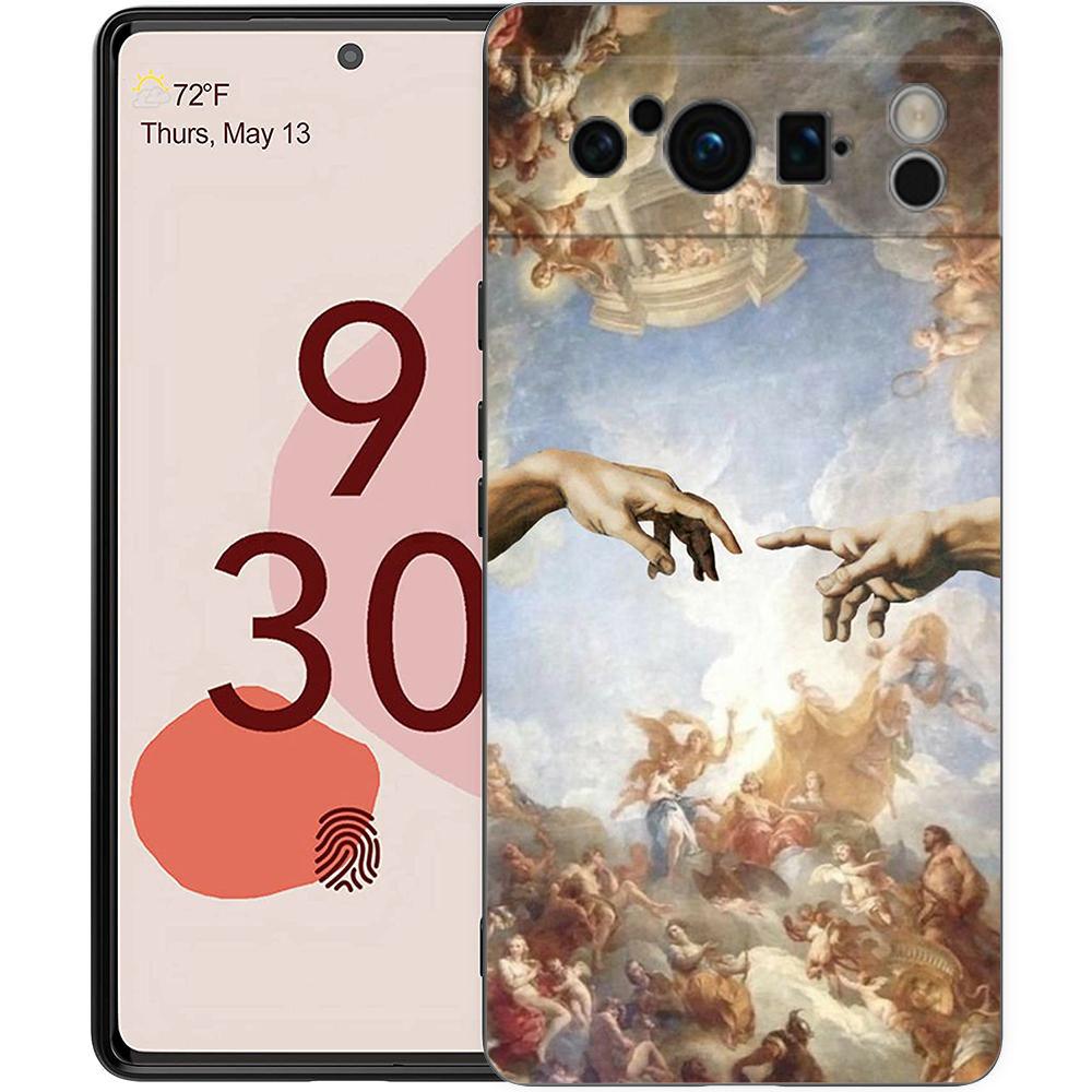 

Phone Case For Google Pixel 6 7 8 9 Pro XL 8A 7A 6A Black Cover Soft Shell Renaissance Art Painting Pixel 9 Pro XL