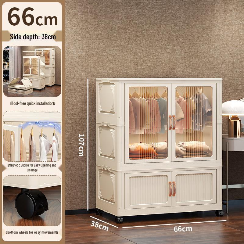 Foldable Children's Wardrobe: No-Assembly Storage Cabinet & Organizer Box for Baby's Room