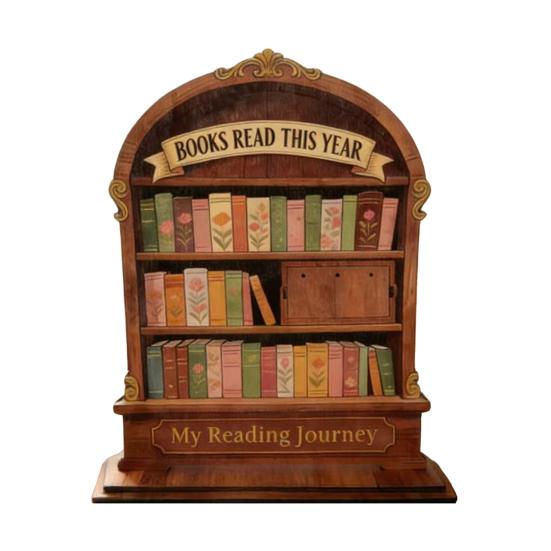 

Дерев яний лічильник прочитаних книг цього року, знак-трекер читання для книжкової полиці, декор для бібліотеки, книжкові подарунки для книголюбів, книгоїд, жінки, вчитель A